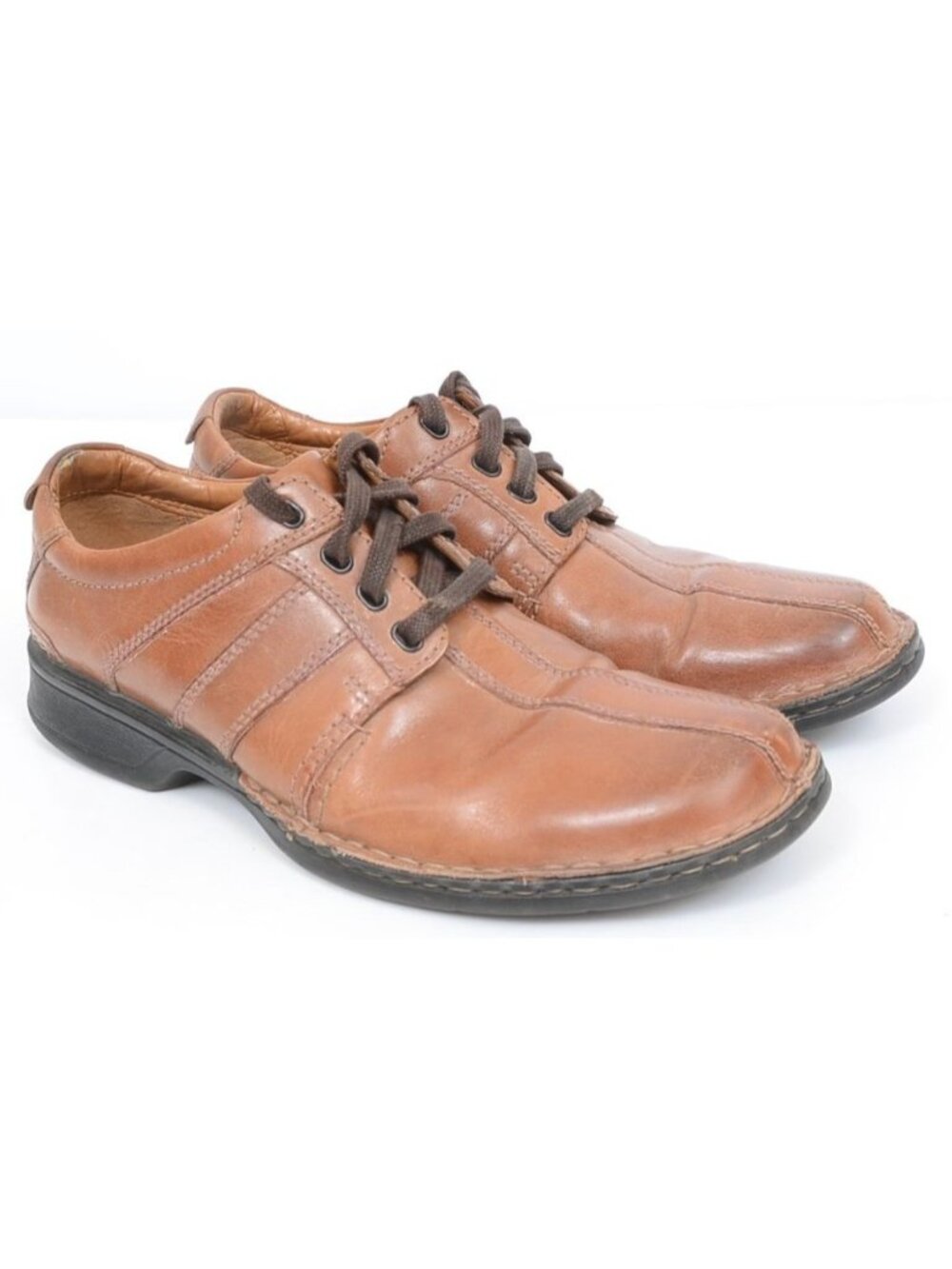 Clarks Men’s 9M Brown Leather Soft Cushion Lace Up 14885 Oxford Loafer Office